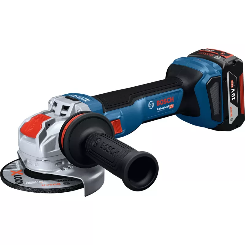 BOSCH X-LOCK belaidis kampinis šlifuoklis GWX 18V-11 S Professional Solo, 18V, 125mm, mėlynas/juodas, tik įrankis