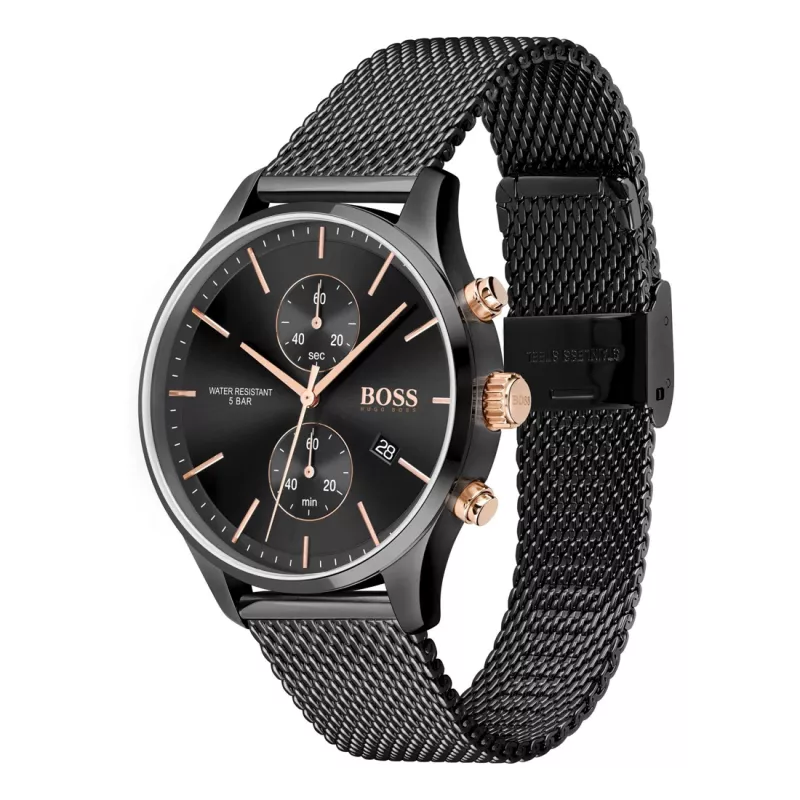 BOSS Hero vyriškas kvarcinis chronografo laikrodis 1513811 42 mm nerūdijantis plienas mėlynas ciferblatas