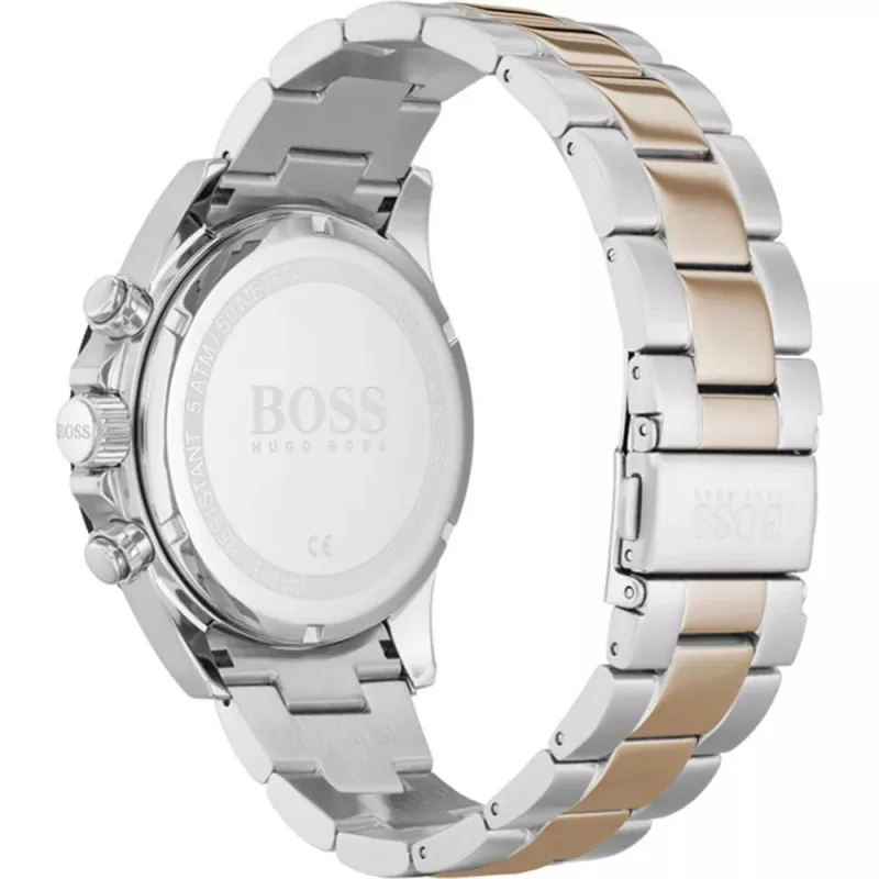 BOSS Vyriškas Laikrodis 1513757 43mm Nerūdijantis Plienas Mėlynas Ciferblatas Ruda Oda Chronografas