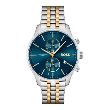 BOSS Vyriškas Laikrodis 1513976 (42mm) - Mėlynas Ciferblatas, Ruda Odinė Apyrankė