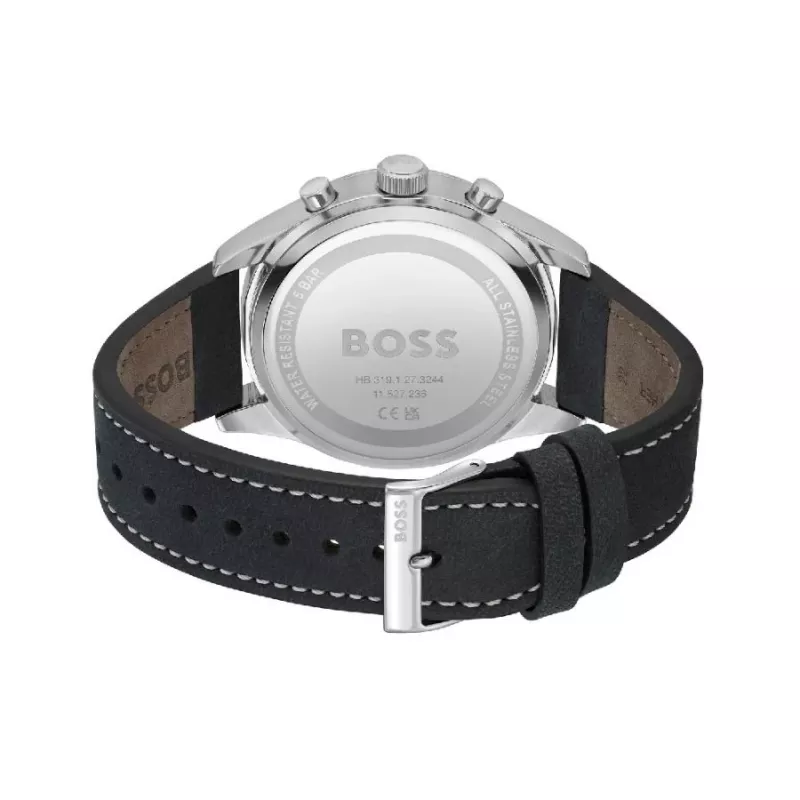 BOSS Vyriškas Laikrodis 1513987 44mm Nerūdijantis Plienas Mėlynas Ciferblatas Chronografas
