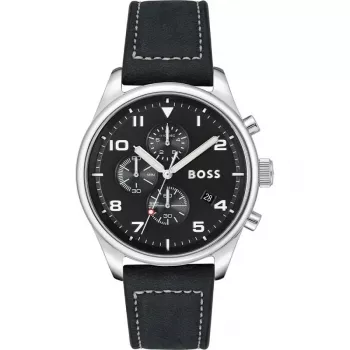 BOSS Vyriškas Laikrodis 1513987 44mm Nerūdijantis Plienas Mėlynas Ciferblatas Chronografas