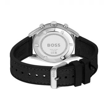 BOSS Vyriškas Laikrodis 1514091 44mm Mėlynas Ciferblatas Ruda Odinė Juosta Chronografas Kvarcinis