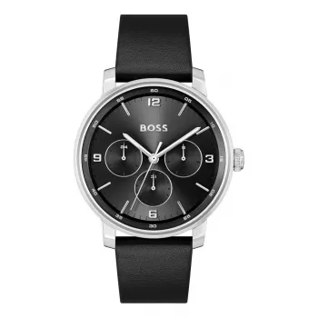BOSS Vyriškas Laikrodis 1514125 Velocity Quartz Chronograph 44 mm Mėlynas Ciferblatas Ruda Odinė Juosta