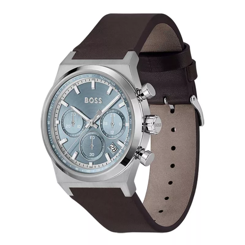 BOSS Vyriškas Laikrodis 1514219 41mm Nerūdijantis Plienas Mėlynas Ciferblatas Chronografas