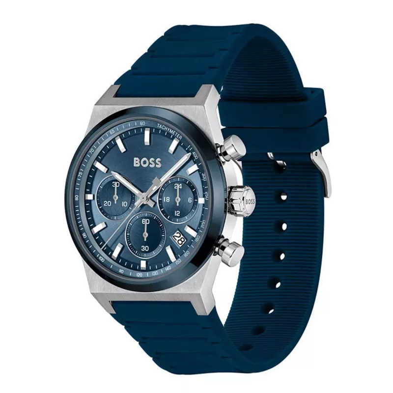 BOSS Vyriškas Laikrodis 1514243 41mm Nerūdijantis Plienas Mėlynas Ciferblatas Chronografas