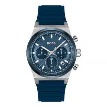BOSS Vyriškas Laikrodis 1514243 41mm Nerūdijantis Plienas Mėlynas Ciferblatas Chronografas