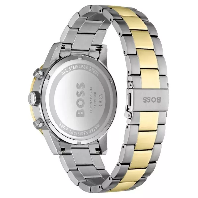 BOSS Skymaster vyrų kvarcinis chronografinis laikrodis 1514163 44mm mėlynas ciferblatas nerūdijančio plieno tinklelis