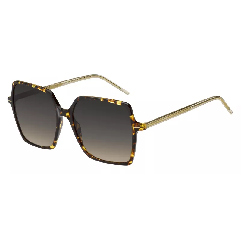 BOSS moteriški akiniai nuo saulės BOSS1524SHJV kvadratiniai Havana acetato rėmeliai pilki gradientiniai lęšiai 57mm