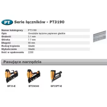 Bostitch PT 33° 90mm 2,2mm karkasiniai vinys, 2200 vnt. pakuotė