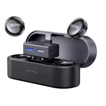 BOYA BOYALINK 3-02 belaidė mikrofono sistema 2.4GHz USB-C - juoda