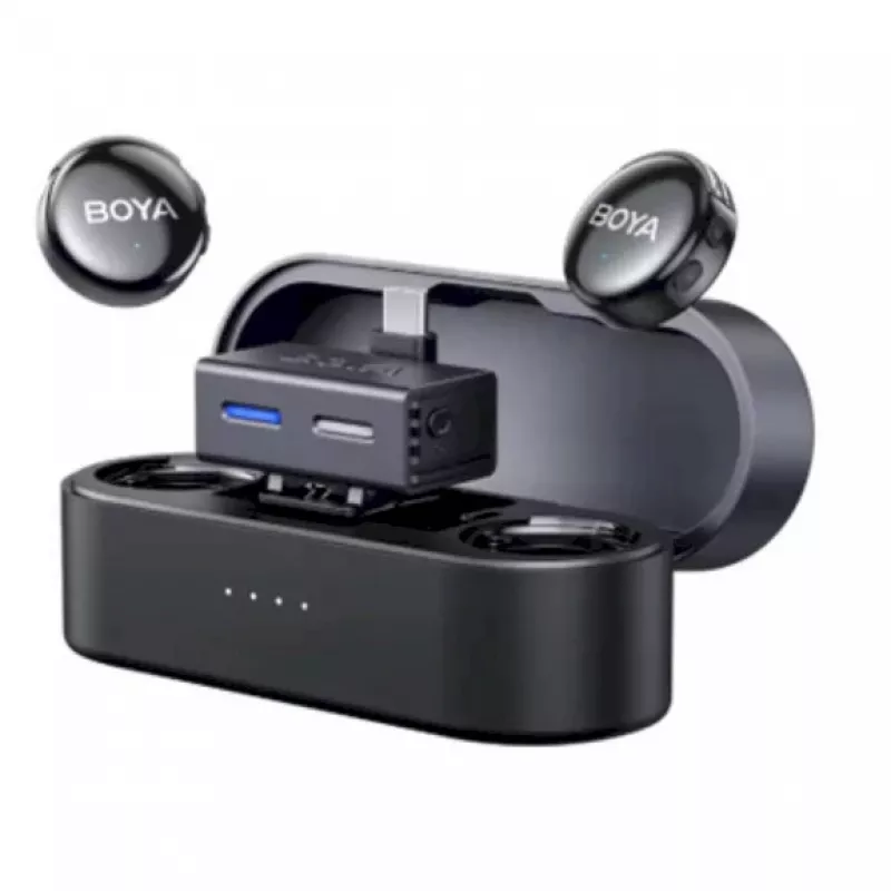 BOYA BOYALINK 3-02 belaidė mikrofono sistema 2.4GHz USB-C - juoda