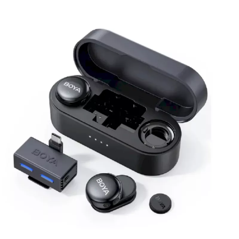BOYA BOYALINK 3-02 belaidė mikrofono sistema 2.4GHz USB-C - juoda