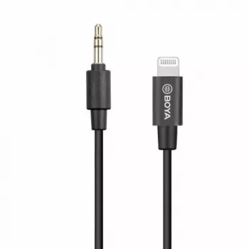 BOYA BY-K1 3,5 mm TRRS vyriškas į Lightning vyrišką garso adapterio laidas (20 cm, juoda)