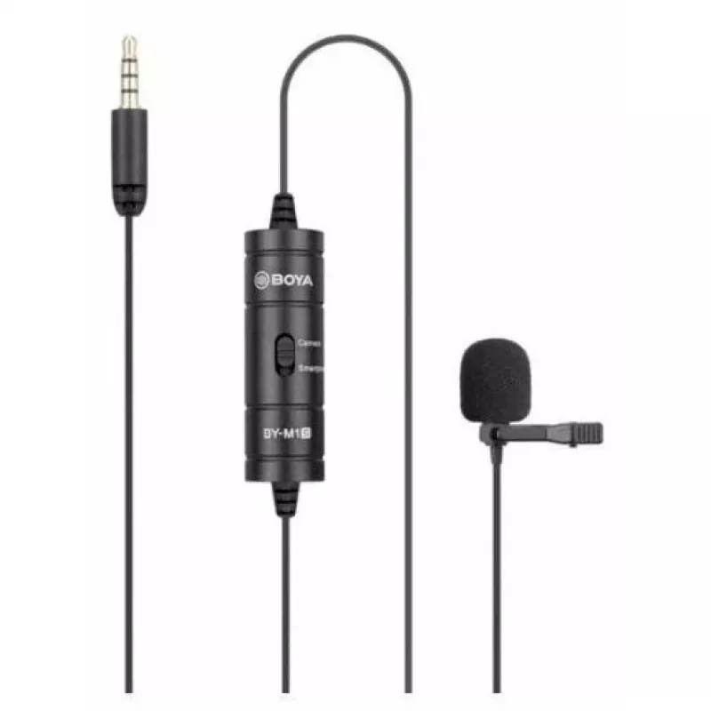 BOYA BY-M1S Omnidirectional Lavalier Microphone, 3.5mm Connector, Black