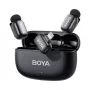 BOYA Mini 2-03 belaidė mikrofonų sistema 2.4GHz, AI triukšmo slopinimas, 2 siųstuvai + 1 Lightning imtuvas, juoda