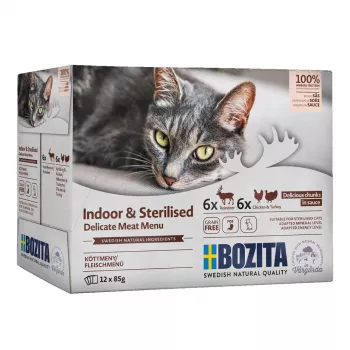 BOZITA Sterilised Pieces in Sauce with Meat Multibox - Šlapias kačių maistas - 12 x 85 g