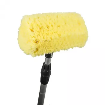 Bradas ESQ2780 sunkių darbų šveitimo šepetys lauko paviršiams, terasoms, grindims, ergonomiška rankena, vidutinio kietumo PP šereliai, žalias/pilkas