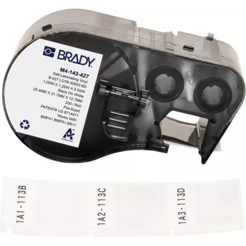 BRADY M4-143-427 etiketė, skirta BMP41/BMP51/M511 – baltas poliolefinas, 41,28 mm x 2,13 m