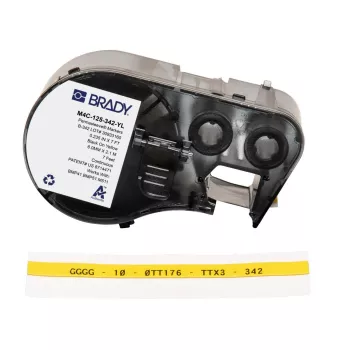 BRADY M4C-125-342-YL Heat-Shrink Wire Marker Label, skirtas BMP41/BMP51/BMP53/M511 spausdintuvams - balta
