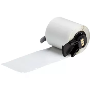 Brady M6-78-427-AW savaiminio laminavimo vinilo apvyniojimo etiketės, balta/pusiau permatoma, 38,1 mm x 38,1 mm, skirtos BMP41/51/53, 250 vnt. kasetėje