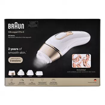 Braun IPL plaukų šalinimo prietaisas PL5431 su SensoAdapt odos atspalvio jutikliu, 400 000 blyksnių, 10 intensyvumo lygių, maitinamas iš tinklo, baltas