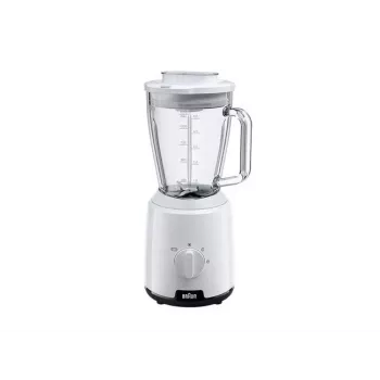 Braun JB1050WH Household PowerBlend 1 stalinis maišytuvas su 1,5 L stikline blenderio talpa, virtuvės pagalbininkas smulkinimui, trinimui ir maišymui, ledo smulkinimo funkcija, 2 greičiai, 600 vatų, baltas (JB1050)