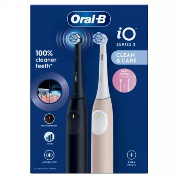 Braun Oral-B iO Series 2 Electric Toothbrush Night Black/Calm Pink su 2-a rankena