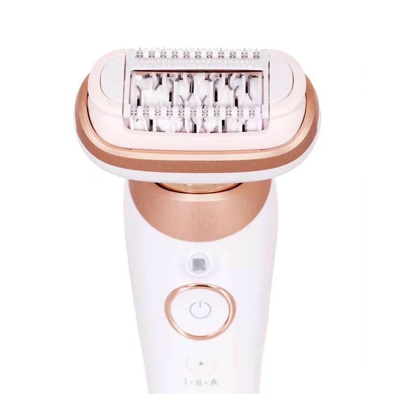 Braun Silk-épil 9 3D SES9-481 šlapias ir sausas belaidis epiliatorius su 40 pincetų, SensoSmart, Smartlight, trimeriu, baltas/rožinio aukso