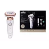 Braun Silk-épil 9 3D SES9-481 šlapias ir sausas belaidis epiliatorius su 40 pincetų, SensoSmart, Smartlight, trimeriu, baltas/rožinio aukso