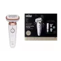 Braun Silk-épil 9 3D SES9-481 šlapias ir sausas belaidis epiliatorius su 40 pincetų, SensoSmart, Smartlight, trimeriu, baltas/rožinio aukso