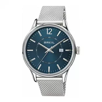 BREIL TW1560 Vyriškas kvarcinis laikrodis 44mm juodu ciferblatu ir odiniu dirželiu
