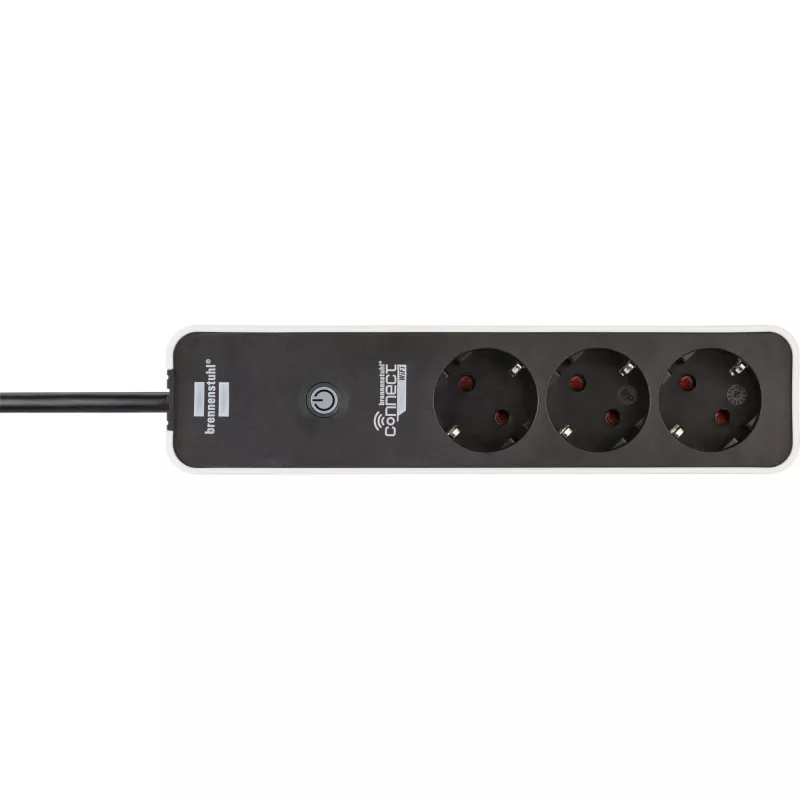 BRENNENSTUHL Connect Ecolor WLAN Power Strip 3-Way (White/Black, 1.5 m Cable, Voice Control, Timer, App)