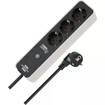 BRENNENSTUHL Connect Ecolor WLAN Power Strip 3-Way (White/Black, 1.5 m Cable, Voice Control, Timer, App)