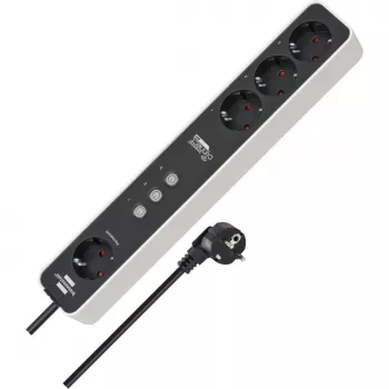 Brennenstuhl Connect Ecolor WLAN Smart Power Strip 4-Way (White/Black, 1.5 m Cable, Voice Control, Timer, App)