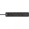 Brennenstuhl Ecolor 4-ių lizdų ilgintuvas su 2x USB-C, 1x USB-A, 1,5 m laidu, apsauginiu jungikliu, juoda/antracito spalva