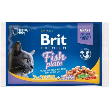 BRIT Premium Cat Fish Plate šlapias maistas katėms 4x100g