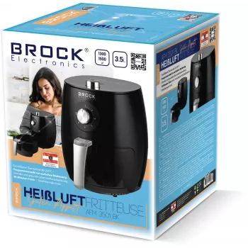 Brock AFM 3501 BK oro gruzdintuvė 3,5L 1300-1500W juoda skaitmeninė krepšelio gruzdintuvė