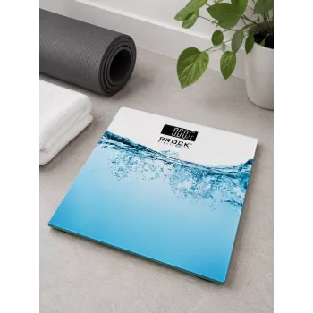 Brock BS 005 skaitmeninės vonios svarstyklės su grūdinto stiklo platforma, 180 kg talpa, 100 g tikslumu, automatinis įjungimas/išjungimas, baterijos pridedamos