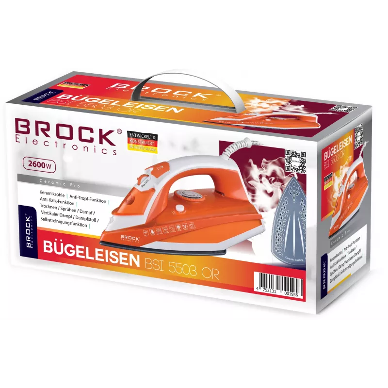 Brock BSI 5503 OR garinis lygintuvas 2600W keraminė padas oranžinis