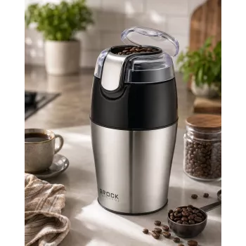 Brock CG 4050 SS Nerūdijančio Plieno Peiliukinis Kavos Malūnėlis 150W, 70g Talpa, Impulsinė Funkcija