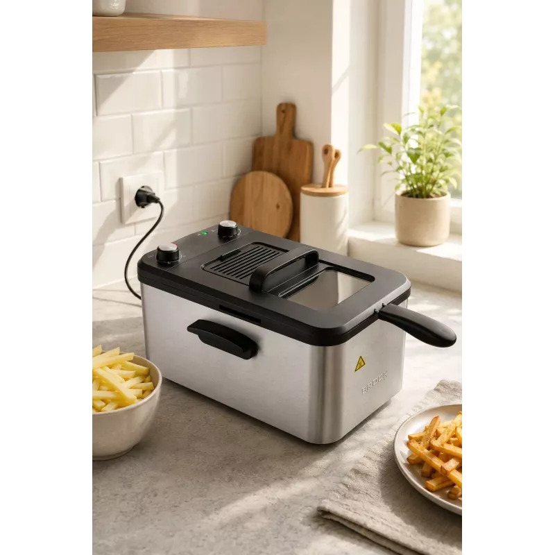 Brock DF 3001 SS gruzdintuvė 3,2L 2200W juoda/plieninė