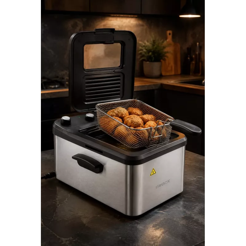 Brock DF 3001 SS gruzdintuvė 3,2L 2200W juoda/plieninė