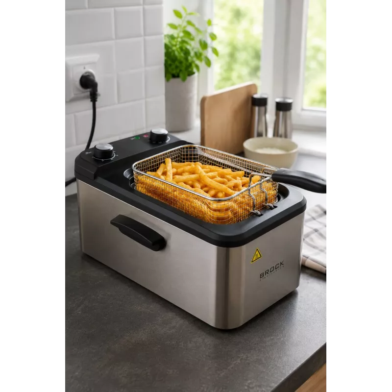 Brock DF 3001 SS gruzdintuvė 3,2L 2200W juoda/plieninė