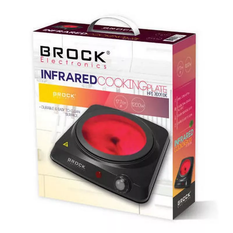 Brock HPI 3001 BK 1500W Viena elektrinė kaitlentė su ketaus plokšte ir reguliuojamu termostatu, juoda
