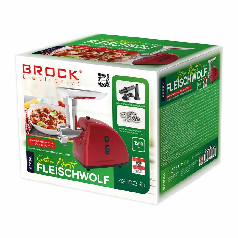 Brock MG 1502 RD mėsos malūnėlis 1500W, raudonas/plieninis