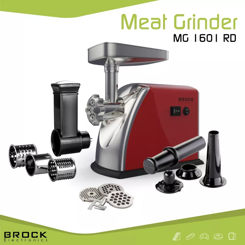 Brock MG 1601 RD mėsos malūnėlis 1400W, raudonas/plieninis