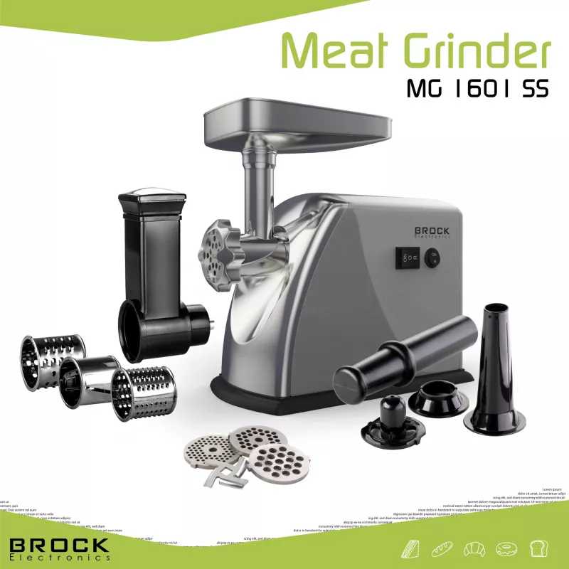 Brock MG 1601 SS mėsmalė 1400W, raudona/plieninė