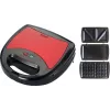 Brock SSM 2003 RD 3-in-1 sumuštinių keptuvė, vaflių keptuvė ir grilis, 750 W, juoda/raudona
