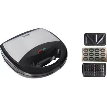 Brock SSM 2004 SS 3-in-1 sumuštinių, vaflių ir riešutėlių keptuvas, 750W, juodas/plieninis